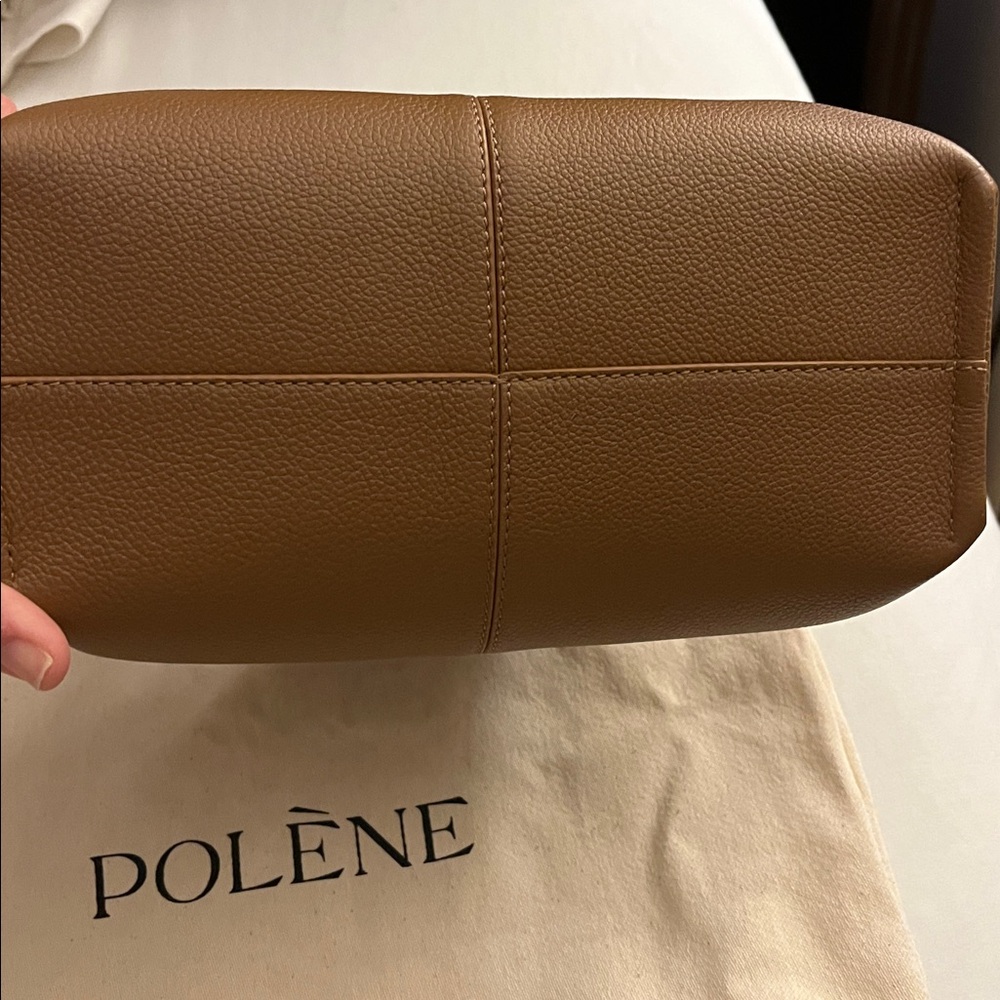 Polène Numéro Neuf Mini textured leather handbag in brown - Picture 3 of 6